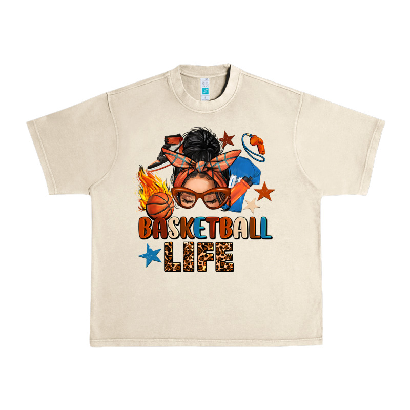 Basketball Life Messy Bun Urban Heavy Tee by FaDigitalArtStudio | Teevron