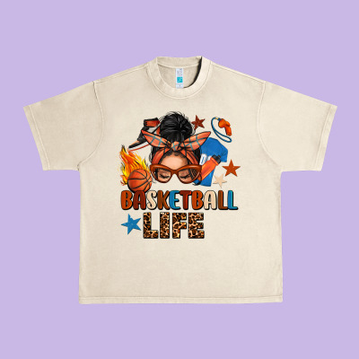 Basketball Life Messy Bun Urban Heavy Tee Designed By Fadigitalartstudio