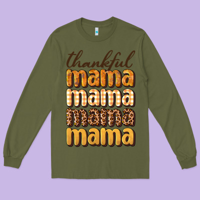 Thankful Mama Long Sleeve Tee Designed By Bundleandbundleshop
