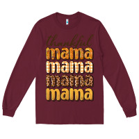 Burgundy thankful mama Long Sleeve Tee - BundleAndBundleShop