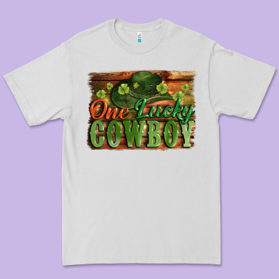One Lucky Cowboy St. Patrick's Day Premium Tee Designed By Cowgirlartshop