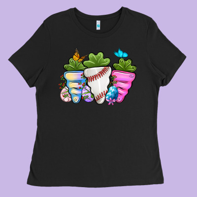 Easter Day Baseball Easter Sports Carrots Ladies Tee Designed By Oliviacreatesart