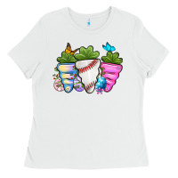 White Easter Day Baseball Easter sports carrots Ladies Tee - OliviaCreatesArt