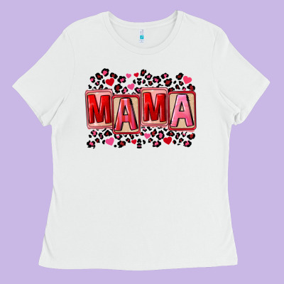Pink Leopard Mama Ladies Tee Designed By Fadigitalartstudio