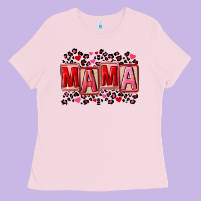 Pink Leopard Mama Ladies Tee Designed By Fadigitalartstudio