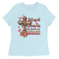 Baby Blue Blessed women are born in March Ladies Tee - FaDigitalArtStudio