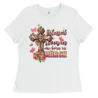 White Blessed women are born in March Ladies Tee - FaDigitalArtStudio
