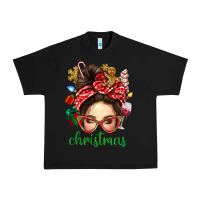 Black Christmas Messy Bun With Gingerbread Man Urban Heavy Tee - BundleAndBundleShop