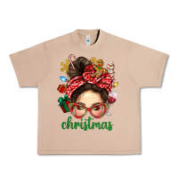 Burro Christmas Messy Bun With Gingerbread Man Urban Heavy Tee - BundleAndBundleShop