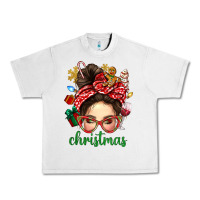 Lunar Rock Christmas Messy Bun With Gingerbread Man Urban Heavy Tee - BundleAndBundleShop