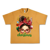 Peanut Butter Christmas Messy Bun With Gingerbread Man Urban Heavy Tee - BundleAndBundleShop