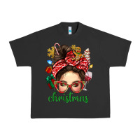 Pigment Black Christmas Messy Bun With Gingerbread Man Urban Heavy Tee - BundleAndBundleShop
