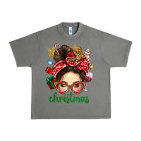 Tornado Christmas Messy Bun With Gingerbread Man Urban Heavy Tee - BundleAndBundleShop
