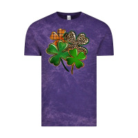 Cloud Purple Leopard shamrock St. Patricks Day Vintage Tee - FaDigitalArtStudio