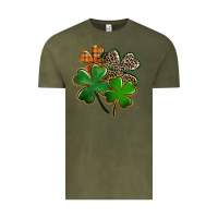 Vintage Olive Leopard shamrock St. Patricks Day Vintage Tee - FaDigitalArtStudio