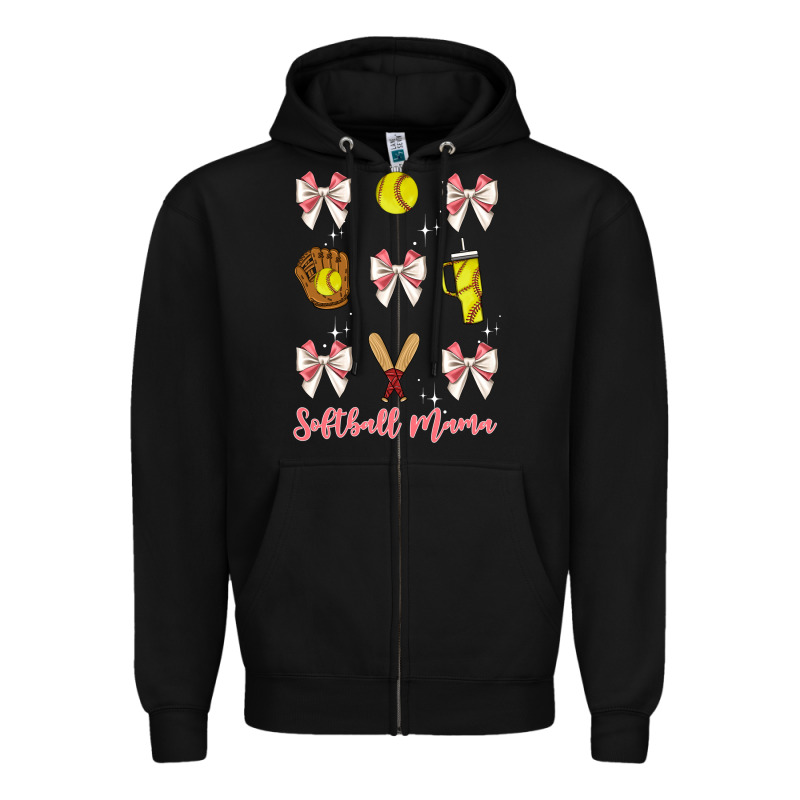Softball Coquette Bow Zipper Hoodie by JahusDesignShop | Teevron