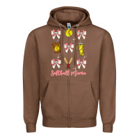 Chestnut softball coquette bow Zipper Hoodie - JahusDesignShop