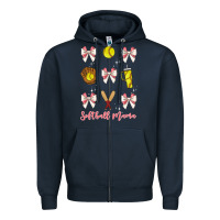 Navy softball coquette bow Zipper Hoodie - JahusDesignShop