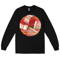 Black african fabric pattern round earrings 2 Long Sleeve Tee - BundleAndBundleShop