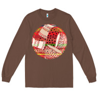 Chestnut african fabric pattern round earrings 2 Long Sleeve Tee - BundleAndBundleShop