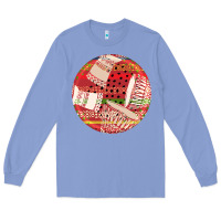 Colony Blue african fabric pattern round earrings 2 Long Sleeve Tee - BundleAndBundleShop