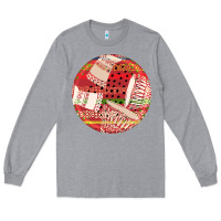 Heather Grey african fabric pattern round earrings 2 Long Sleeve Tee - BundleAndBundleShop