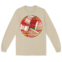 Mushroom african fabric pattern round earrings 2 Long Sleeve Tee - BundleAndBundleShop