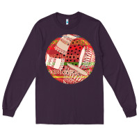 Plum african fabric pattern round earrings 2 Long Sleeve Tee - BundleAndBundleShop