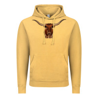 Vintage Mustard texas longhorn illustration Vintage Hoodie - CowhideDigitalArt