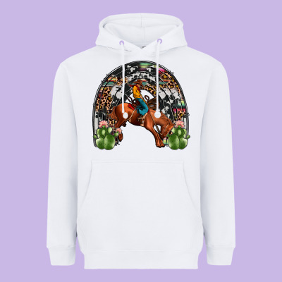 Rodeo Cowboy Rainbow Heavyweight Hoodie Designed By Jahusdesignshop