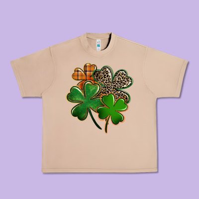 Leopard Shamrock Urban Heavy Tee Designed By Fadigitalartstudio