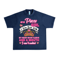 Navy As A Pisces Girl I Was Born With My Heart On My Sleeve And A Mouth Urban Heavy Tee - Jasminsmagicworld