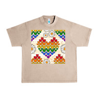 French Oak Pride lgbtq hearts and daisy seamless pattern Urban Heavy Tee - BundleAndBundleShop