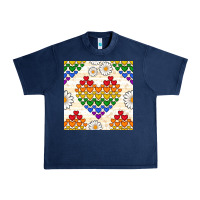 Navy Pride lgbtq hearts and daisy seamless pattern Urban Heavy Tee - BundleAndBundleShop