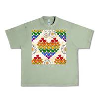 Oil Green Pride lgbtq hearts and daisy seamless pattern Urban Heavy Tee - BundleAndBundleShop