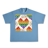 Pebble Blue Pride lgbtq hearts and daisy seamless pattern Urban Heavy Tee - BundleAndBundleShop
