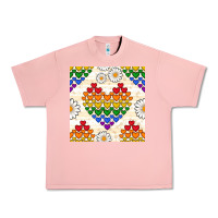 Salmon Pride lgbtq hearts and daisy seamless pattern Urban Heavy Tee - BundleAndBundleShop