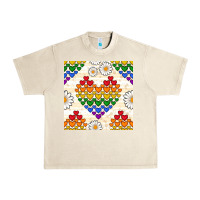 Sandshell Pride lgbtq hearts and daisy seamless pattern Urban Heavy Tee - BundleAndBundleShop