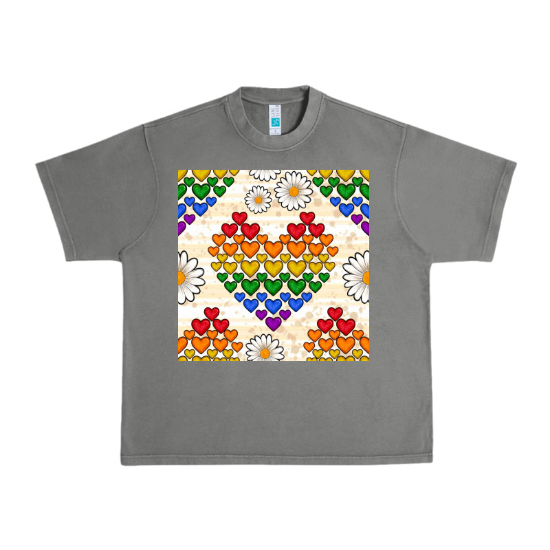 Pride Lgbtq Hearts And Daisy Seamless Pattern Urban Heavy Tee by BundleAndBundleShop | Teevron