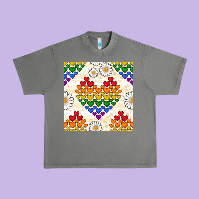 Pride Lgbtq Hearts And Daisy Seamless Pattern Urban Heavy Tee Designed By Bundleandbundleshop