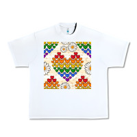 White Pride lgbtq hearts and daisy seamless pattern Urban Heavy Tee - BundleAndBundleShop