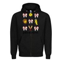 Black softball coquette bow Zipper Hoodie - JahusDesignShop