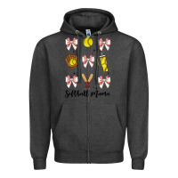 Charcoal Heather softball coquette bow Zipper Hoodie - JahusDesignShop