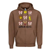 Chestnut softball coquette bow Zipper Hoodie - JahusDesignShop