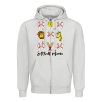 Dove Grey softball coquette bow Zipper Hoodie - JahusDesignShop