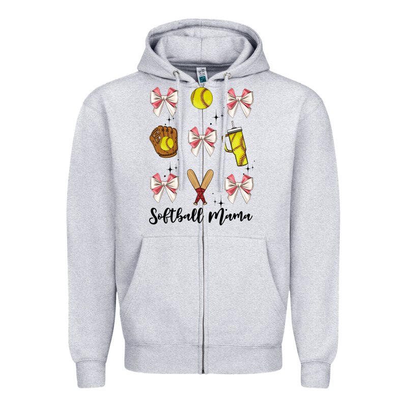 Softball Coquette Bow Zipper Hoodie by JahusDesignShop | Teevron