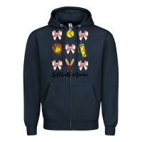 Navy softball coquette bow Zipper Hoodie - JahusDesignShop