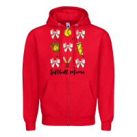 Red softball coquette bow Zipper Hoodie - JahusDesignShop