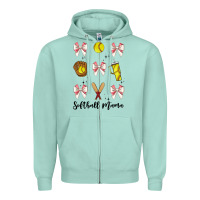Seafoam softball coquette bow Zipper Hoodie - JahusDesignShop