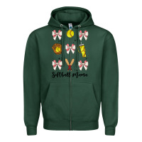 Sports Green softball coquette bow Zipper Hoodie - JahusDesignShop